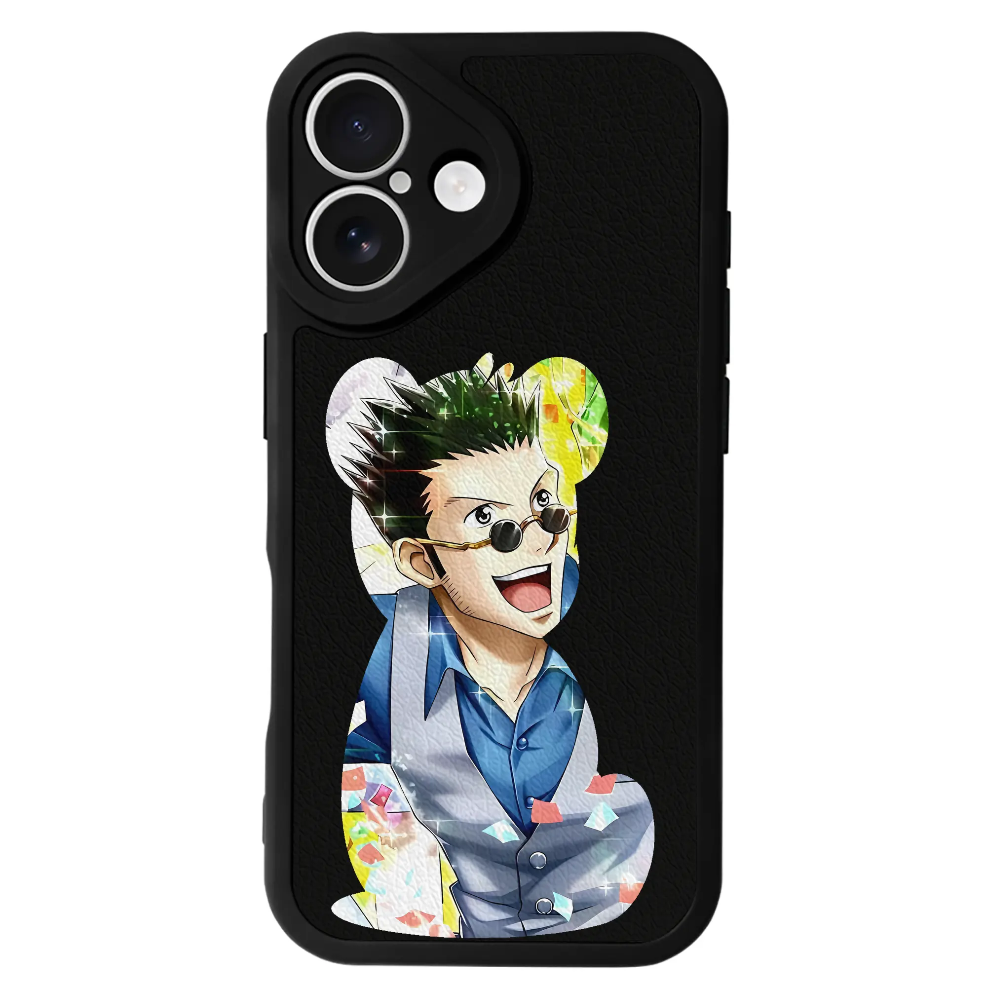 ハンター×ハンター グッズ レオリオ＝パラディナイト - IPhone 16シリーズ対応 ・ シリコンスマホケース ・ レザー調 ・ 高精度フィット ・ 耐衝撃 ・ ワイヤレス充電対応 ・ 精密カット